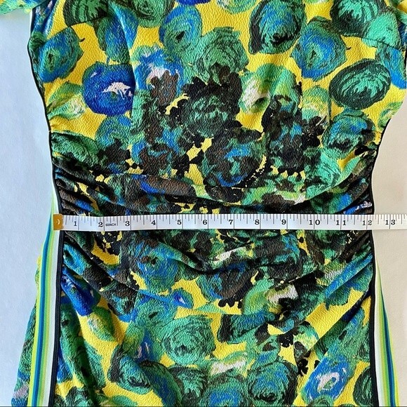 LAST CHANCE Tracy Reese Silk Bodycon Dress in Hot Sunshine Rose Racing Stripes 4 - Picture 12 of 12